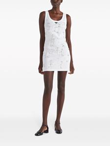 Prada Geribbelde jurk met borduurwerl - Wit