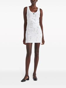 Prada embroidered ribbed minidress - Wit