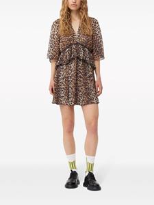 GANNI Mini-jurk met luipaardprint - Bruin