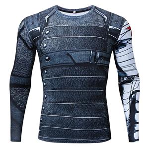 Rocacorp Mens Training Compression Shirt 3D Printed T-shirts Quick Dry Running Tights Long Sleeve Sportswear Workout Clothes
