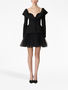 Carolina Herrera pleated tulle miniskirt - Zwart