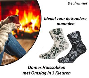 Dealrunner 3 Paar Dames Huissokken met Omslag in 3 Kleuren