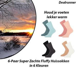 Dealrunner 6-Paar Super Zachte Fluffy Huissokken in 6 Kleuren