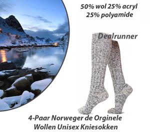 Dealrunner 4-Paar Norweger de Orginele Wollen Unisex Kniesokken