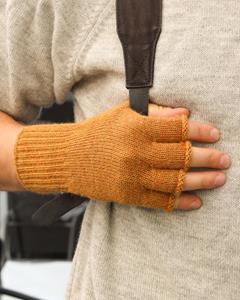 Wølmark Finland PULU -100% Alpaca Wool Fingerless Gloves, Yellow / M