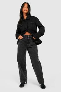 Boohoo The Petite Mom Jeans, Washed Black