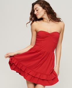 Superdry Vrouwen 50s Bandeaumini-jurk met Kant Rood