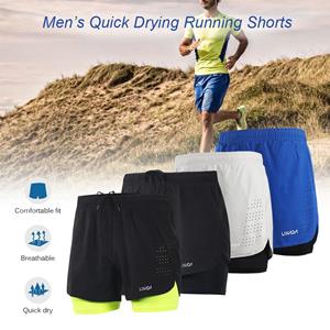 Lixada Men's 2-in-1 Running Shorts Quick Drying Breathable Active Training Exercise Jogging Cycling