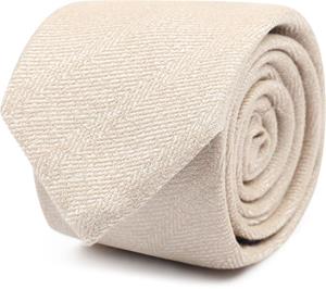 Suitable Stropdas Wol/Zijde Visgraat Beige -