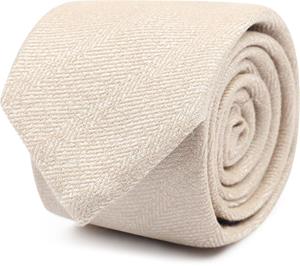 Suitable Stropdas Wol/Zijde Visgraat Beige -