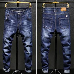 Zhuoneng Clothing Men's Jeans Casual Men's Trousers Elastic Slim Straight Trousers