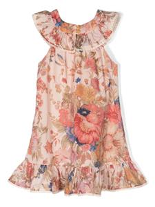 zimmermannkids ZIMMERMANN Kids August jurk met bloemenprint - Beige