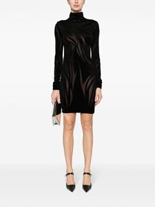 Mugler sheer chenille minidress - Zwart