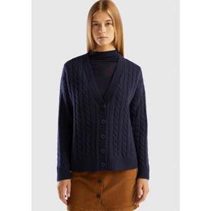 United Colors of Benetton Strickjacke, mit Zopfstrickmuster