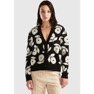 United Colors of Benetton Strickjacke, mit Blumen-Strickmuster