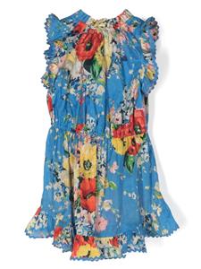 zimmermannkids ZIMMERMANN Kids Jurk met bloemenprint - Blauw