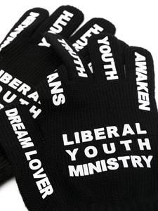 Liberal Youth Ministry knitted logo-print gloves - Zwart