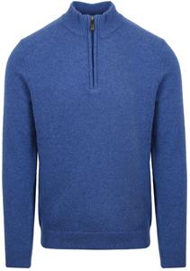 Sweater Suitable Half Zip Trui Wol Blauw