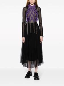knitted cable-link harness vest - Paars