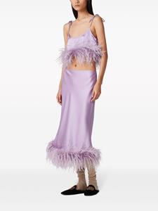 miumiu Miu Miu Midi-rok met veren afwerking - Paars