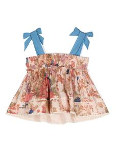 zimmermannkids ZIMMERMANN Kids August gesmockte top met bloemenprint - Beige