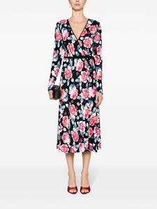dvfdianevonfurstenberg DVF Diane von Furstenberg Midi-jurk met roosprint - Zwart