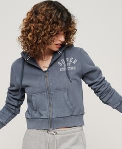 Superdry Vrouwen Athletic Essential Korte Hoodie met Rits Blauw