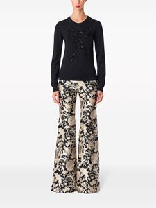 Carolina Herrera long-length jacquard flared trousers - Beige