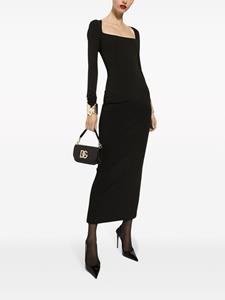 dolce&gabbana Dolce & Gabbana Midi-jurk met lange mouwen en vierkante hals - Zwart