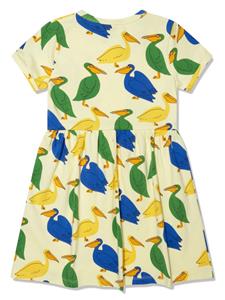 Mini Rodini Pelican-print short-sleeve dress - Geel