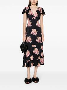 LoveShackFancy Midi-jurk met bloemenprint - Zwart