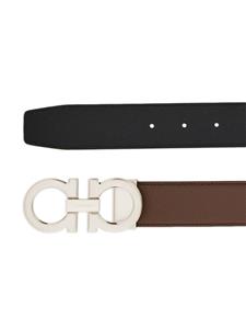 Ferragamo Leren omkeerbare riem met gancini-gesp - Bruin