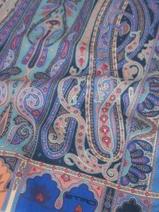 ETRO Kasjmierblend sjaal met paisley-print en franje - Blauw