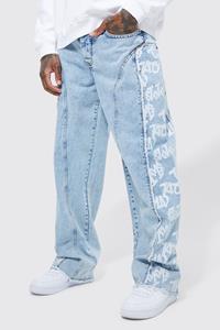 Boohoo Versleten Baggy Jeans Met Gusset Detail, Ice Blue