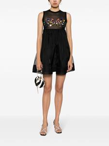 Cynthia Rowley rhinestone-embellished flared minidress - Zwart