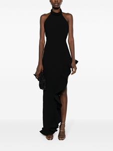 Amen ruffle-detailed asymmetric dress - Zwart