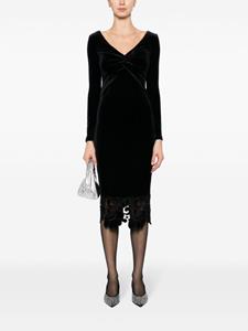 NISSA lace-detailing V-neck dress - Zwart