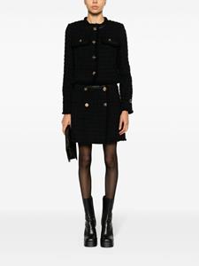 frayed tweed wrap miniskirt - Zwart