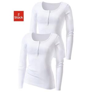 H.I.S Shirt met lange mouwen Met korte knoopsluiting van modieuze ribkwaliteit (2-delig, Set van 2)