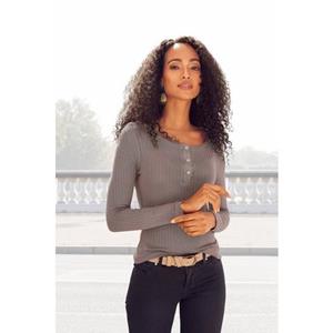 Vivance Shirt met lange mouwen Met korte knoopsluiting van zachte ribkwaliteit met viscose