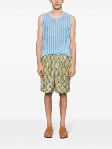 Marni abstract-print silk Bermuda shorts - Groen