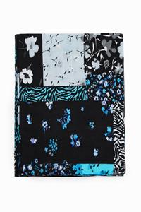 Desigual Rechthoekige sjaal met bloemenpatch - BLUE