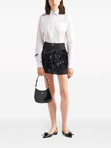 Prada Zijden mini-jurk met veren - Zwart
