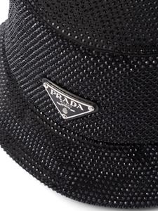 Prada triangle-logo crystal-embellished bucket hat - Zwart