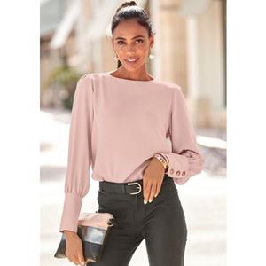Lascana Blouse met lange mouwen met knoopsluiting achter, elegante damesblouse, business-look