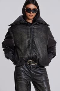 Jaded London Black Alloy Vegan Leather Bomber Jacket