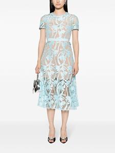 Self-Portrait guipure-lace flared midi dress - Blauw