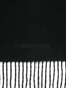 Corneliani Kasjmier sjaal met geborduurd logo - Zwart