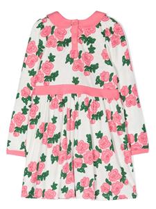 minirodini Mini Rodini Jurk met slabbetjekraag en bloemenprint - Wit
