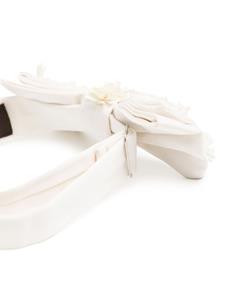 bead-detailing silk bow tie - Beige